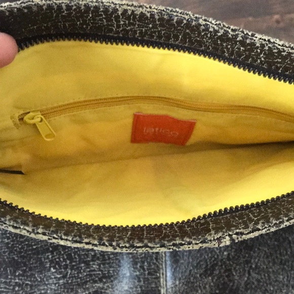 LATICO Antiqued Brown Crackle Fold over Clutch - Picture 3 of 6